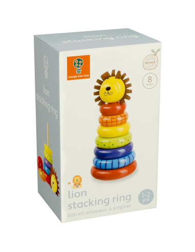 Anillo Apilable de Madera León - Juguete Educativo 12m+