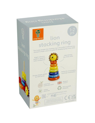 Anillo Apilable de Madera León - Juguete Educativo 12m+