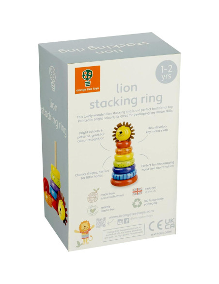 Anillo Apilable de Madera León - Juguete Educativo 12m+