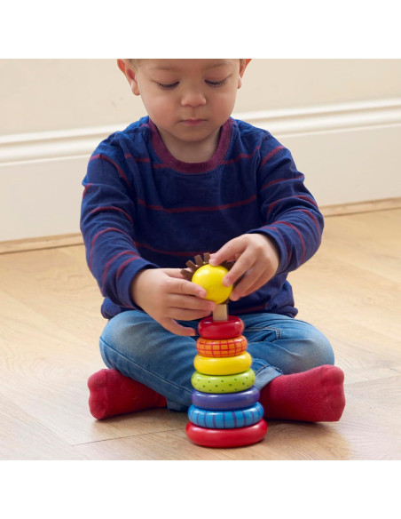 Anillo Apilable de Madera León - Juguete Educativo 12m+