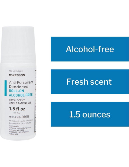 Desodorante Antitranspirante McKesson Roll-On 44.36 ml Sin Alcohol