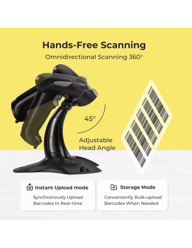 Escáner de Código de Barras Inalámbrico Volcora Negro 1D/2D