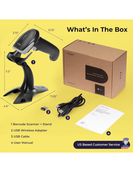 Escáner de Código de Barras Inalámbrico Volcora Negro 1D/2D