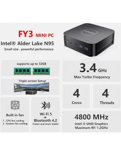 Mini PC FUNYET FY3 Intel Alder Lake N95 16GB 1TB 4K 2