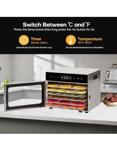 Deshidratador de Alimentos Panana 6 Bandejas Acero Inoxidable