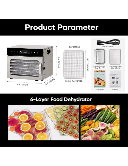 Deshidratador de Alimentos Panana 6 Bandejas Acero Inoxidable