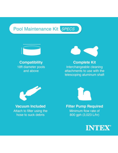 Skimmer Automático Intex + Kit de Mantenimiento Piscinas