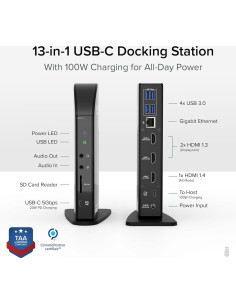 Estación de Acoplamiento Plugable 13 en 1 USB-C 100W 2