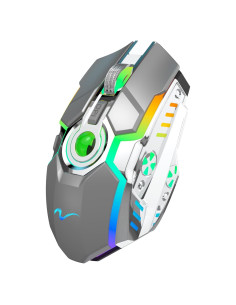 Ratón Inalámbrico Recargable HXMJ Z30 Gris con Luz RGB