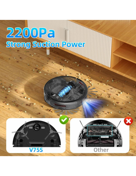 Robot Aspiradora Betboyles V75S 3 en 1 con Mopa y WiFi