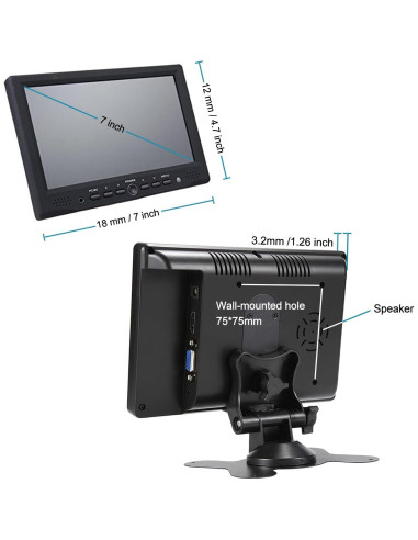 Monitor LONCEVON 7" HDMI VGA 1080P con altavoces