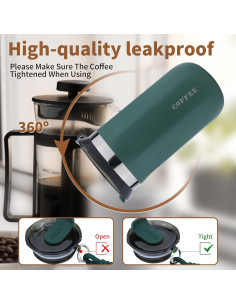 Taza de Café de Viaje Disoza 500ml Verde Aislada a Prueba de Derrames 2