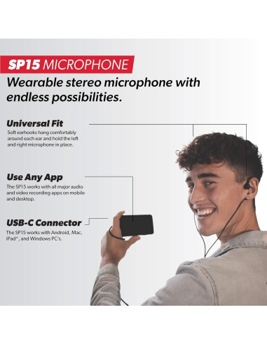 Micrófono Binaural SonicPresence SP15C USB-C - Graba Audio Inmersivo
