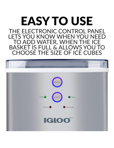 Máquina de Hielo Igloo IGLICEB33SS - 14,97 kg/día - Acero Inoxidable