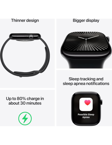 Apple Watch Series 10 GPS 42mm Aluminio Negro Fitness