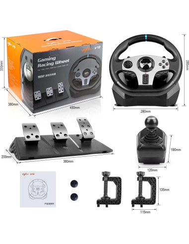 Volante de Carreras PXN V9 con Pedales y Palanca 270/900