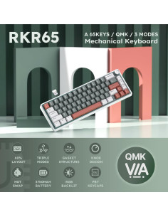Teclado Mecánico RK Royal Kludge R65 Inalámbrico 60% Verde 2