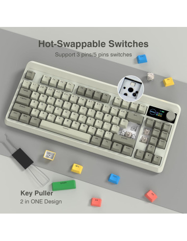 Teclado Gaming Womier M87 Pro Inalámbrico RGB 75% OLED