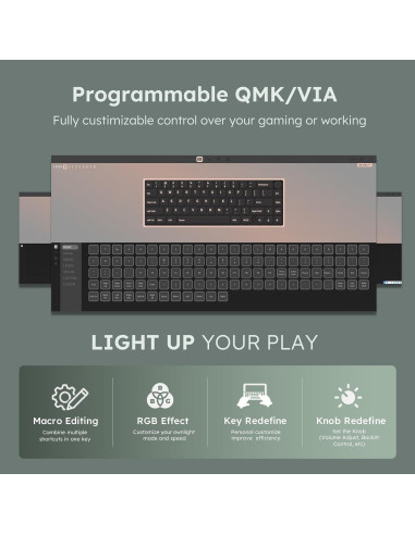 Teclado Mecánico RK Royal Kludge R65 Inalámbrico 60% Verde