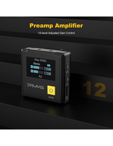 Micrófono Lavalier Inalámbrico 7RYMS iRay DW20 100m Micrófono Lavalier Inalámbrico 7RYMS iRay DW20 100m