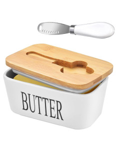 Plato de Mantequilla Cerámica Lovelyduo Blanco con Tapa