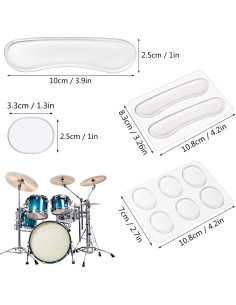 Atenuadores de tambor MIKIMIQI 12 Pcs Silicona Transparente 2