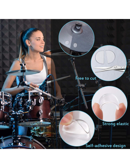 Atenuadores de tambor MIKIMIQI 12 Pcs Silicona Transparente