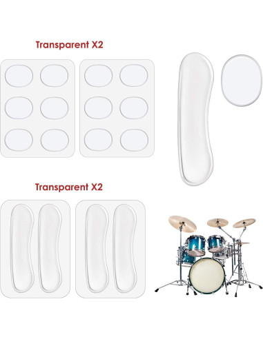 Atenuadores de tambor MIKIMIQI 12 Pcs Silicona Transparente