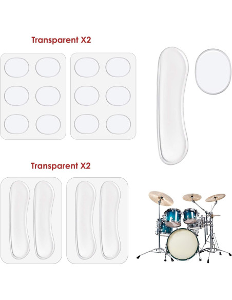 Atenuadores de tambor MIKIMIQI 12 Pcs Silicona Transparente