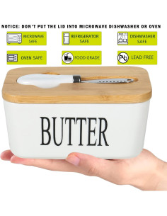 Plato de Mantequilla Cerámica Lovelyduo Blanco con Tapa 2
