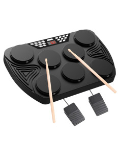 KONIX Batería Electrónica Portátil 7 Pads y 2 Pedales