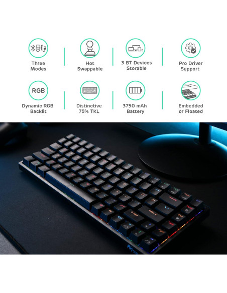 Teclado Mecánico RK Royal Kludge RK84 RGB Inalámbrico 75%