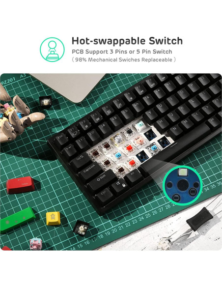 Teclado Mecánico RK Royal Kludge RK84 RGB Inalámbrico 75%