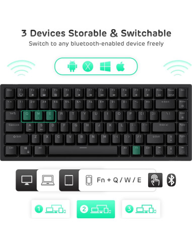 Teclado Mecánico RK Royal Kludge RK84 RGB Inalámbrico 75%