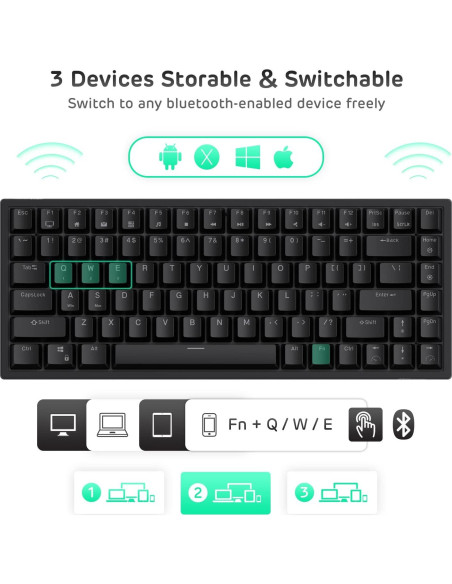 Teclado Mecánico RK Royal Kludge RK84 RGB Inalámbrico 75%