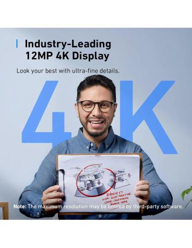 Cámara Web Anker C310 4K 12MP AI con Micrófono y Privacidad