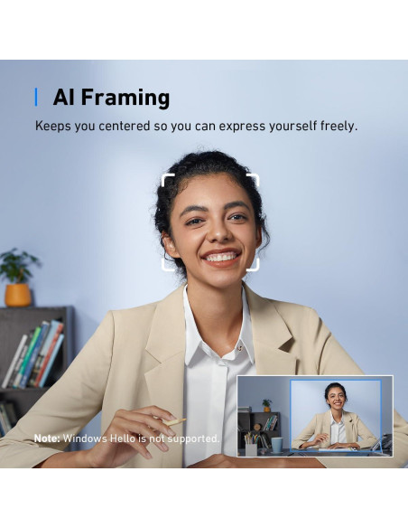 Cámara Web Anker C310 4K 12MP AI con Micrófono y Privacidad