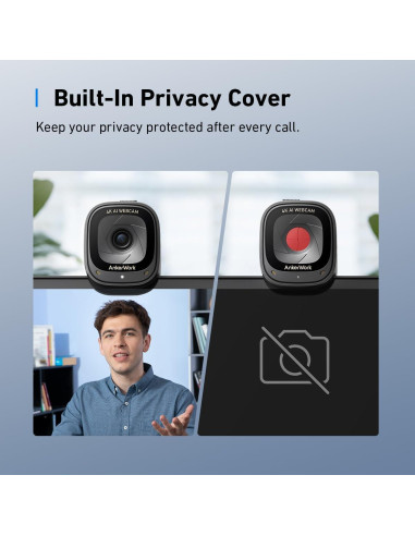 Cámara Web Anker C310 4K 12MP AI con Micrófono y Privacidad