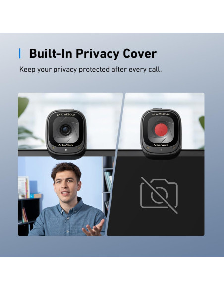 Cámara Web Anker C310 4K 12MP AI con Micrófono y Privacidad