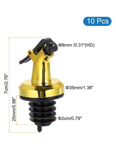 10 Vertedores de Botellas de Acero Inoxidable uxcell Dorado 2