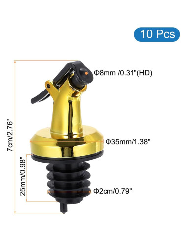 10 Vertedores de Botellas de Acero Inoxidable uxcell Dorado