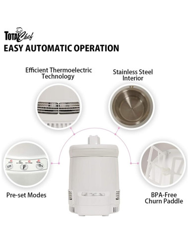 Máquina de Helados Koolatron Total Chef 1.2L Automática Blanca