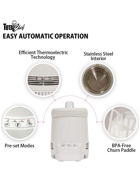 Máquina de Helados Koolatron Total Chef 1.2L Automática Blanca