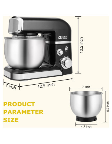 Batidora de pie Kitchen in the box 3L 6 velocidades Negro