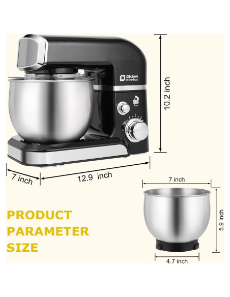 Batidora de pie Kitchen in the box 3L 6 velocidades Negro