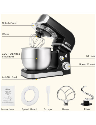 Batidora de pie Kitchen in the box 3L 6 velocidades Negro