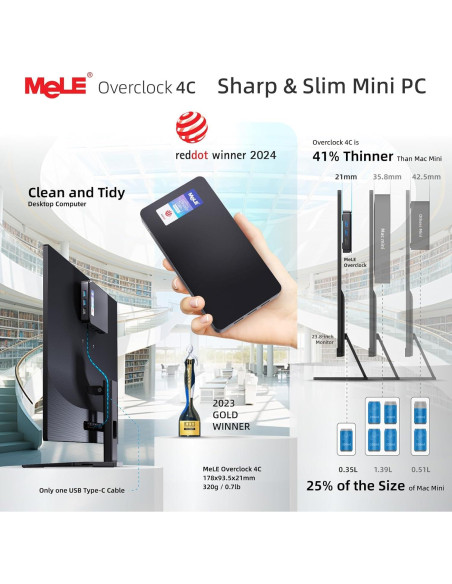 Mini PC MeLE Overclock 4C N95 16GB 512GB 4K Triple Pantalla Mini PC MeLE Overclock 4C N95 16GB 512GB 4K Triple Pantalla