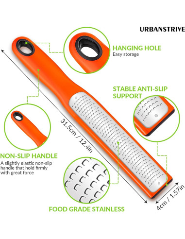 Rallador Zester Urbanstrive de Acero Inoxidable Fino Naranja