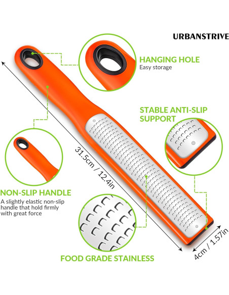 Rallador Zester Urbanstrive de Acero Inoxidable Fino Naranja