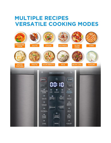 Midea Olla de Presión Eléctrica 12-en-1 8L Acero Inoxidable